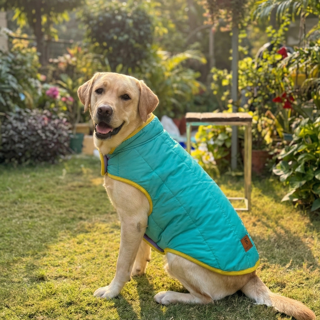 Pawgy Pets Reversible Puffer Jacket Lavender & Turquoise