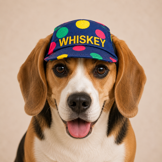 Denim Multi Polka Cap | Personalised for Dogs | Pawgy Pets