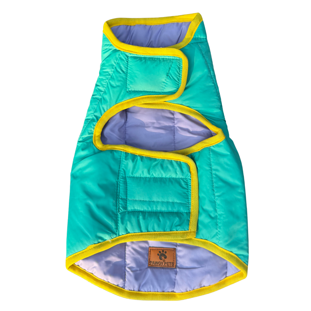 Pawgy Pets Reversible Puffer Jacket Lavender & Turquoise