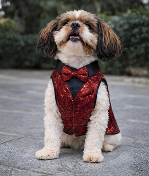 Luxe by Pawgy Pets Maroon Sequence Tuxedo