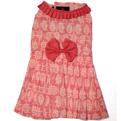 Peach Block Print Dress | For Dogs | Pawgy Pets