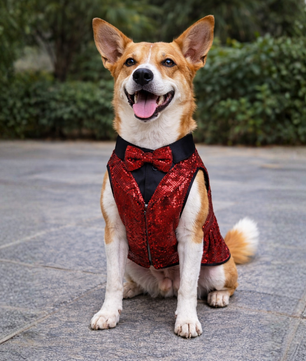 Luxe by Pawgy Pets Maroon Sequence Tuxedo