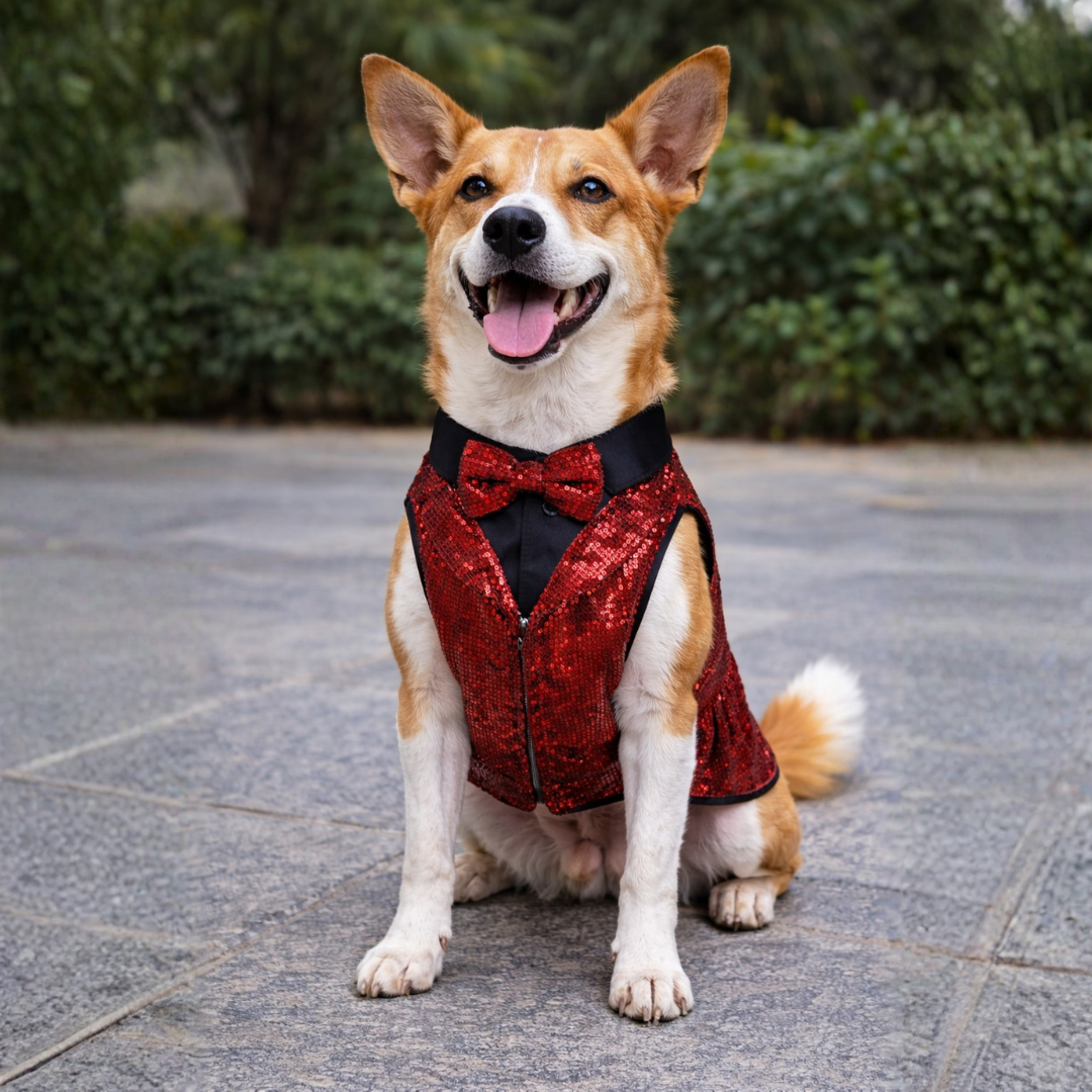 Luxe by Pawgy Pets Maroon Sequence Tuxedo