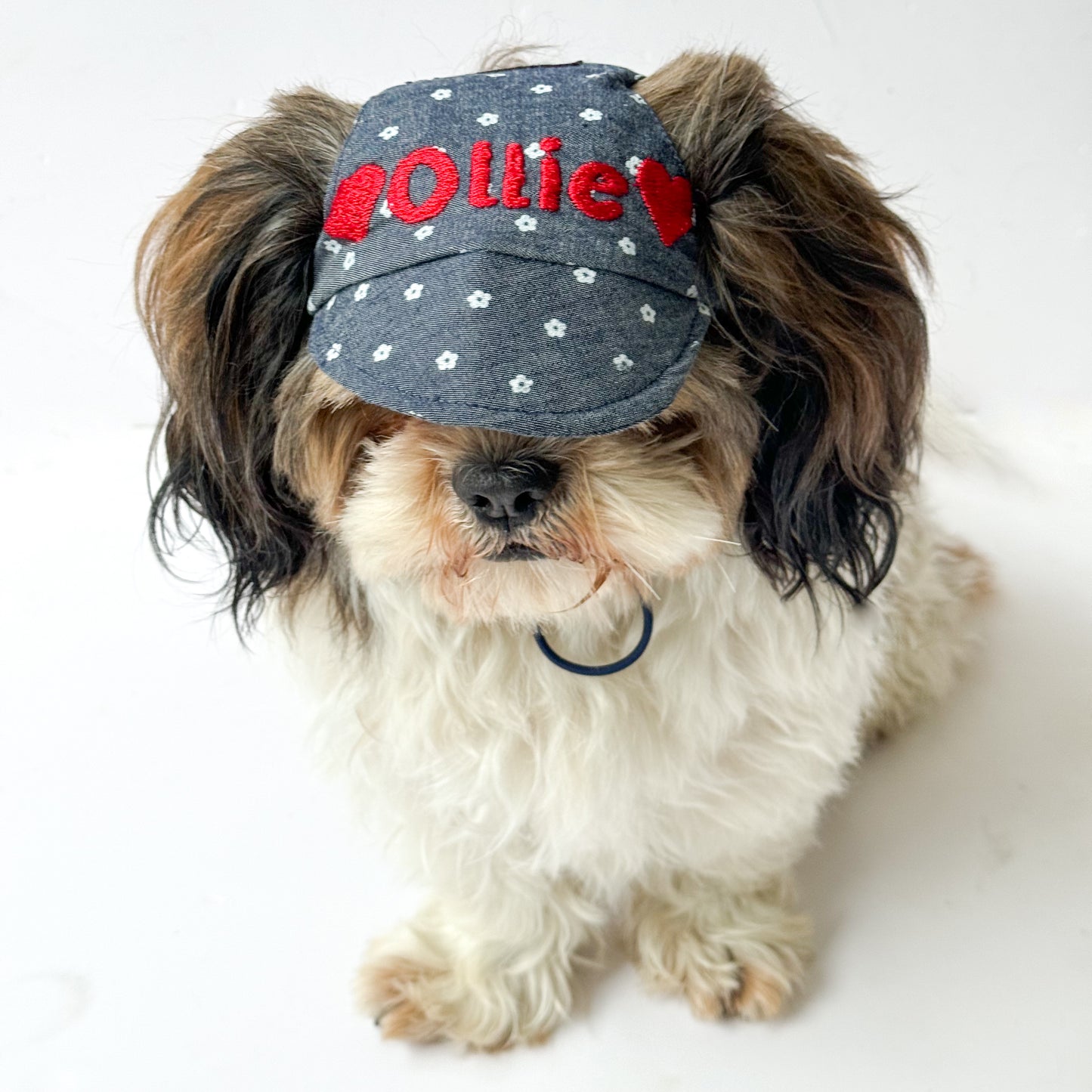 Pawgy Pets Personalised Dog Cap Floral Denim for Dog & Cats