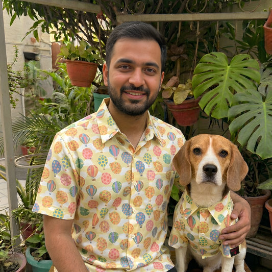 Unisex Quirky Shirt for Human + Dog Shirt Twinning set (Ballon print)