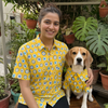 Unisex Quirky Shirt for Human + Dog Shirt Twinning set (Yellow Evil Eye)