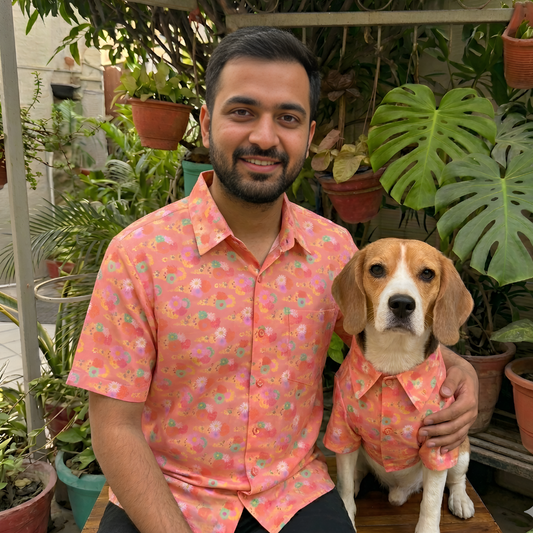 Unisex Quirky Shirt for Human + Dog Shirt Twinning set (Soft Peach)
