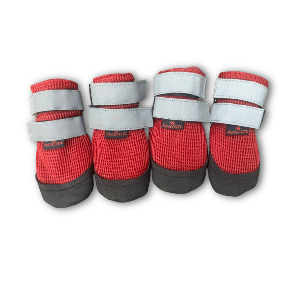 Pawgy Walkies – Breathable Dog Shoes: Set of 4 (Maroon)