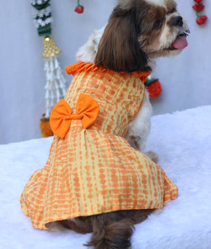 Pawgy Pets Tie and Die Orange-Yellow Dress for Dogs