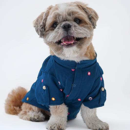Pawgy Pets Festive Shirt Peacock blue for Dogs