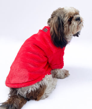 Pawgy Pets Fur Puffer Jacket: Red for Dogs & Cats