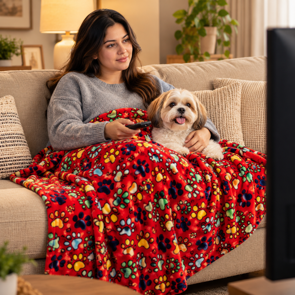 Paw Overload Red Blanket | For Pet & Pet Parents | Pawgy Pets