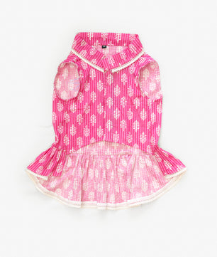 Pawgy Pets Heritage Handblock Dress Pink for Dogs