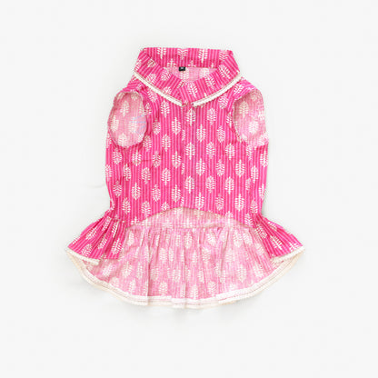 Pawgy Pets Heritage Handblock Dress Pink for Dogs