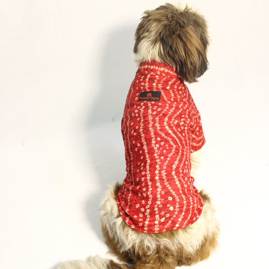 Pawgy Pets Red Bandani kurta for Dogs