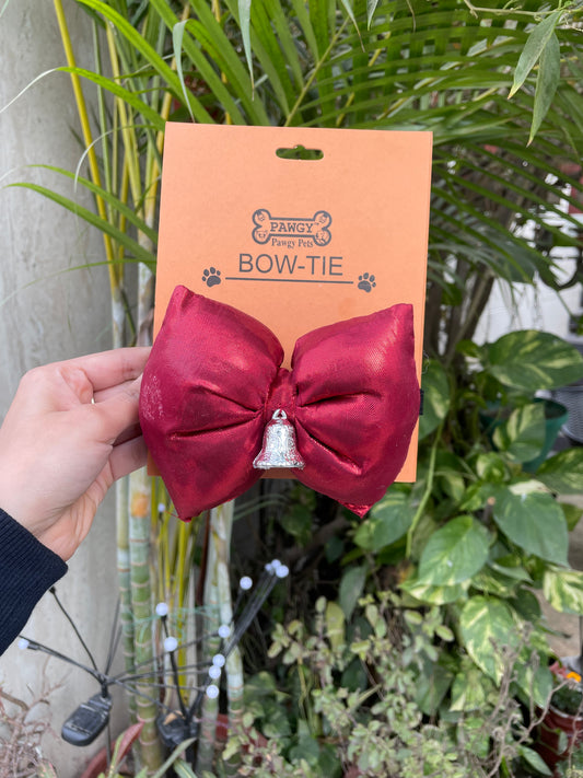 Pawgy Pets Christmas Bow tie Red w bell for Dogs & Cats