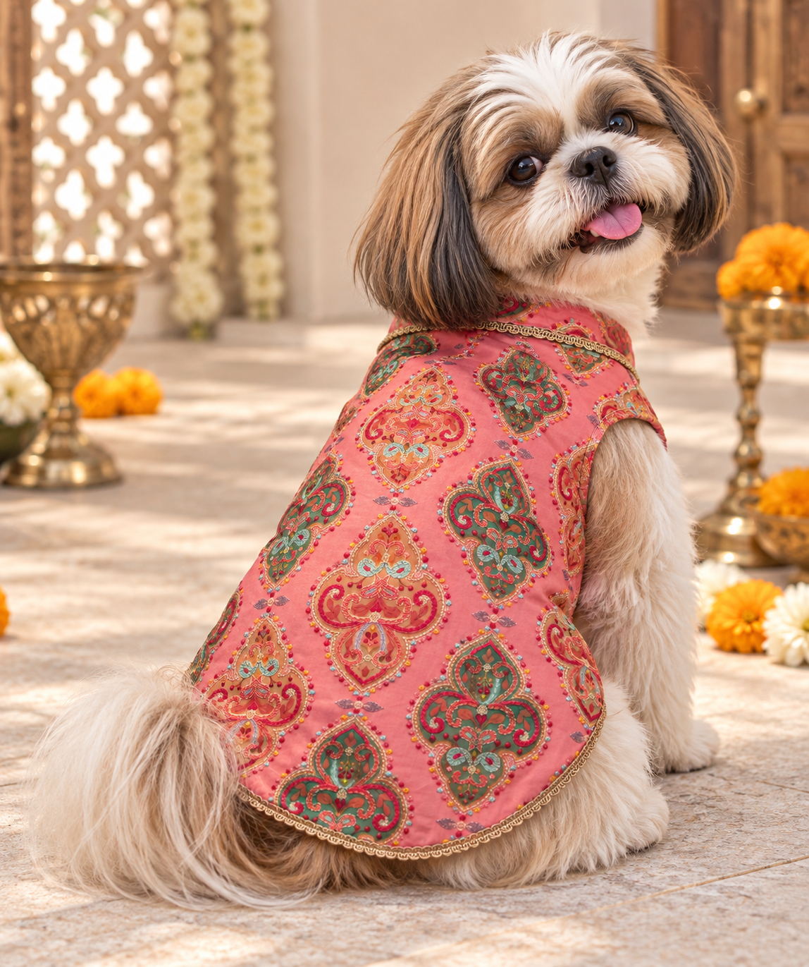 Peach Embroidered Kurta | Luxe Collection | Pawgy Pets