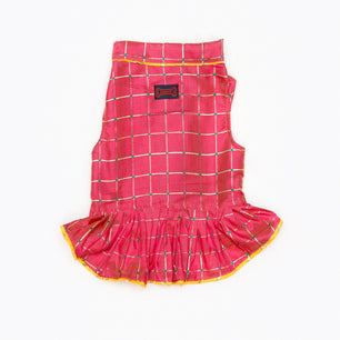 Pawgy Pets Formal Pink Check Ruffle Dress for Dogs