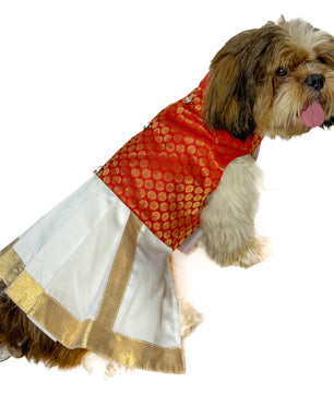 South Indian Traditional Kurta-Mundu Red for Dogs