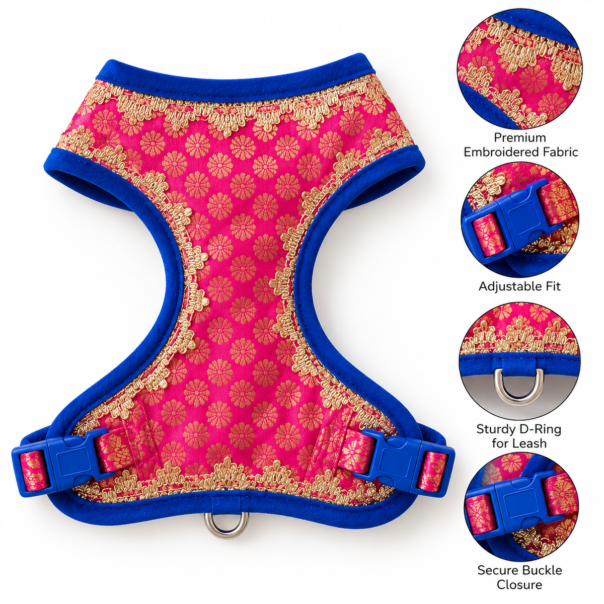 Pawgy Pets Celebration Harness & Leash for Dogs Hot Pink and Blue
