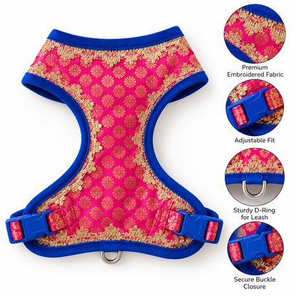 Pawgy Pets Celebration Harness & Leash for Dogs Hot Pink and Blue