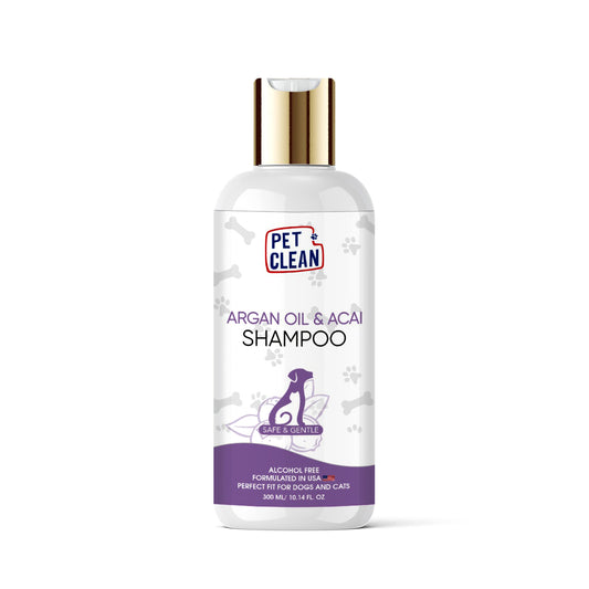 Pet Clean Dog Shampoo for All Breeds for Soft, Moisturized and Shiny Coat, Suitable for Cats and Other Pets (300 ml, Acai Berry and Argan Oil)