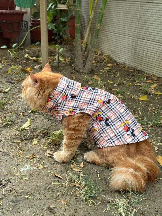 Pawgy Pets Mickey Check Sando (Cat)