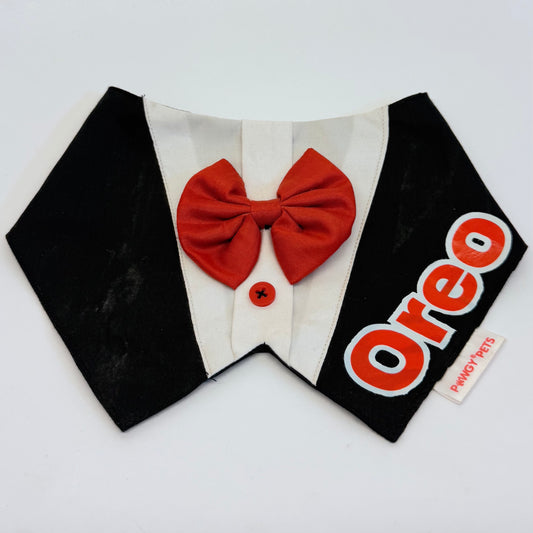 Pawgy Pets Personalised Formal Tux Bandana: Black for Dogs & Cats