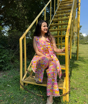 Women Coord Set (Zig-Zag Pink)