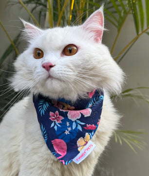 Pawgy Pets Casual Bandana: Flamingo Navy for Cats and Dogs