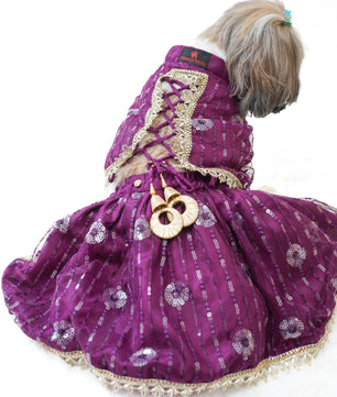 Pawgy Pets Net Lehenga Violet for Dogs & Cats