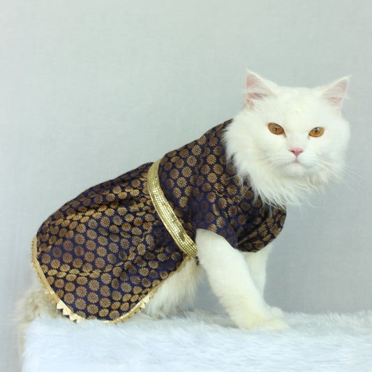 Pawgy Pets Occasion wear Dress Navy Blue: Cat