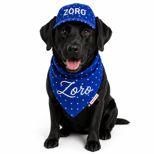 Royal Blue Star Cap and Bandana Set | Personalised for Dogs | Pawgy Pets