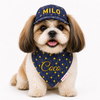 Denim Yellow Star Cap and Bandana Set | Personalised for Dogs | Pawgy Pets