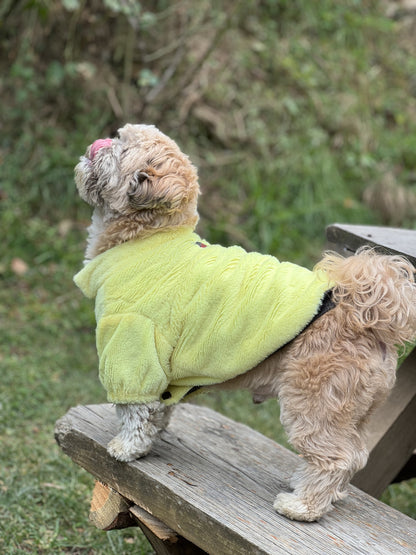 Pawgy Pets Fur Puffer Jacket: Lime Yellow for Dogs & Cats