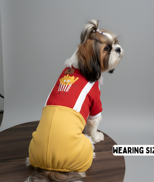 Pawgy Pets Fries Dungaree Pet Sweatshirt - Red