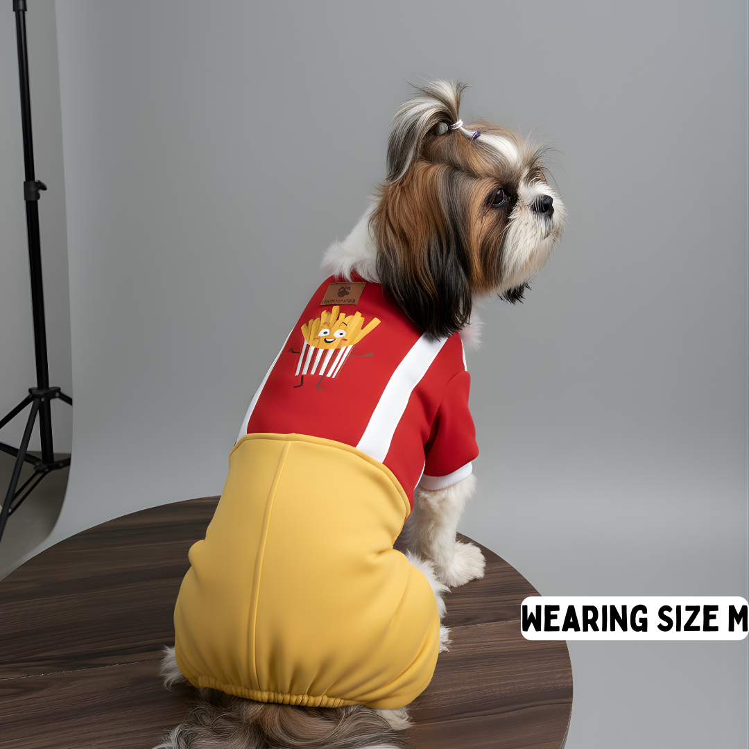 Pawgy Pets Fries Dungaree Pet Sweatshirt - Red