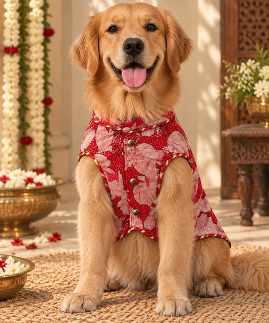 Red Sequence Kurta | Luxe Collection | Pawgy Pets