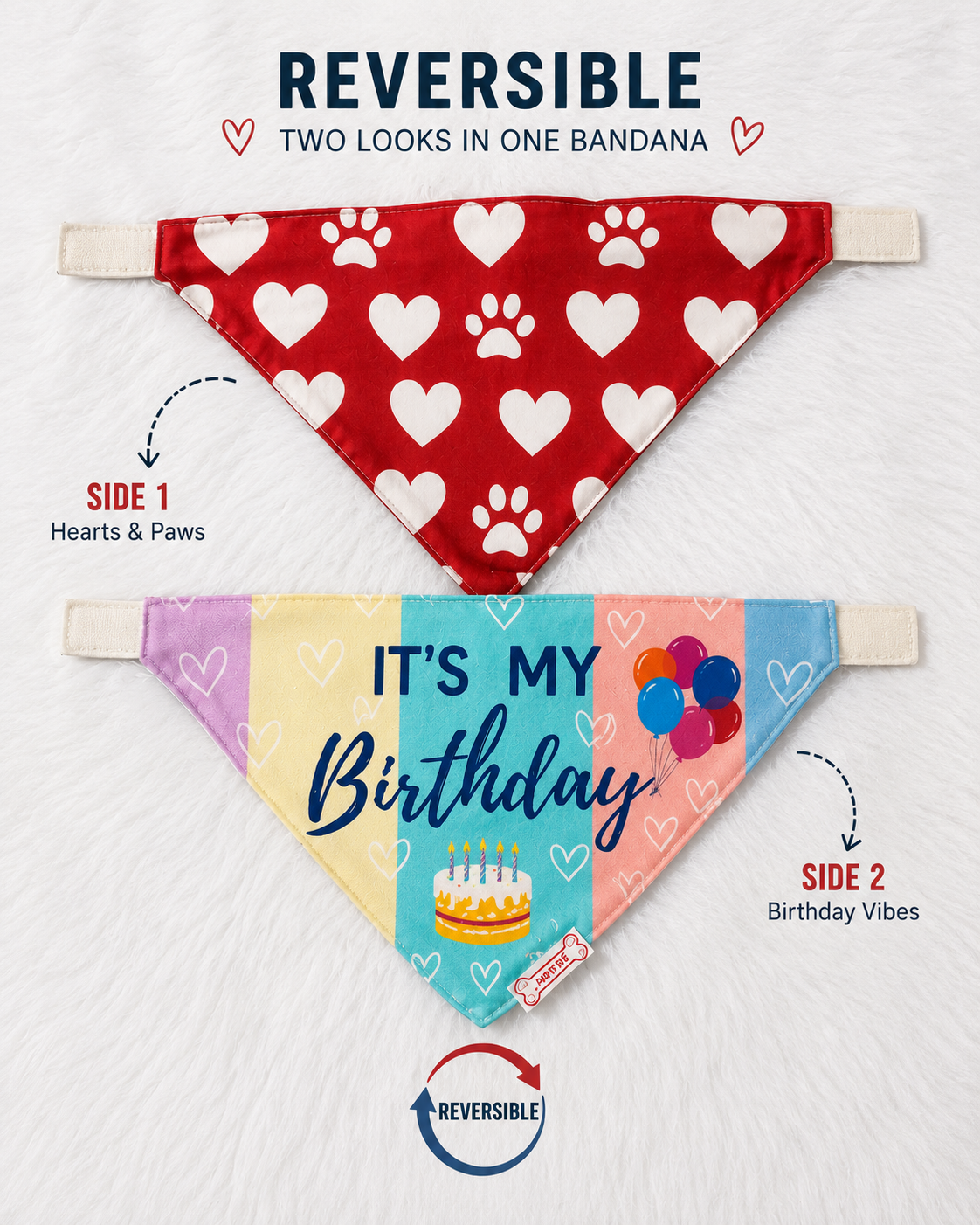 Pawgy Pets Reversible Birthday Bandana for Dogs & Cats