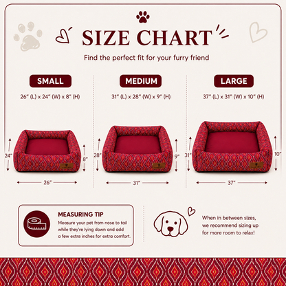 Ikat Maroon Bed | Dog Bed | Pawgy Pets