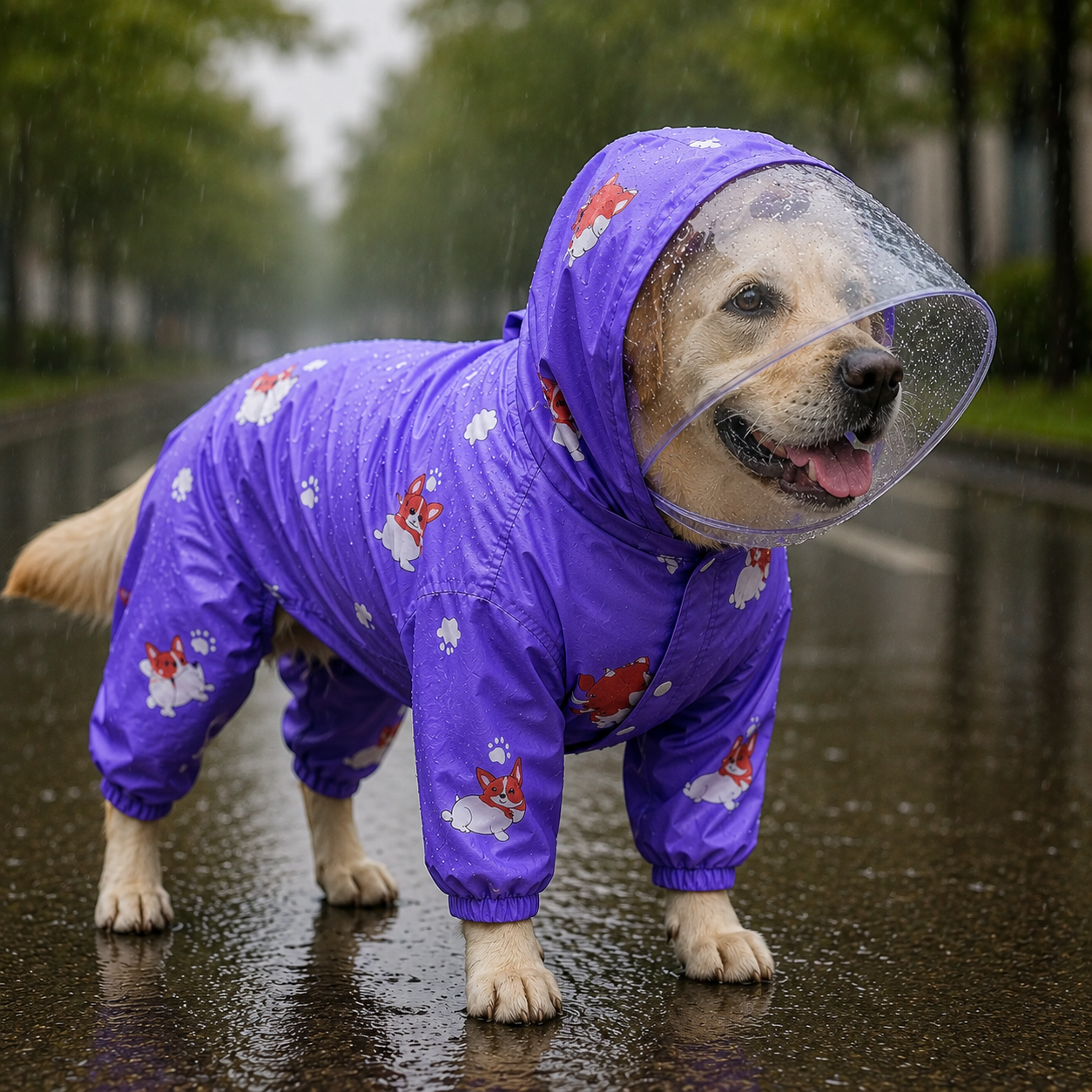 Purple Full Coverage Raincoat | For Dogs | Pawgy Pets