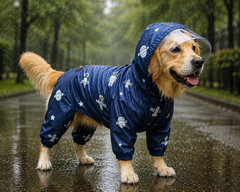 Navy Blue Astronaut Full Coverage Raincoat | For Dogs | Pawgy Pets