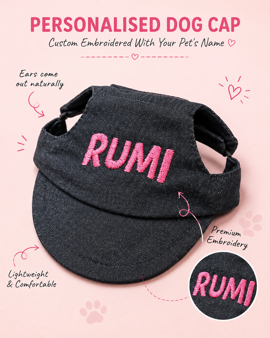 Denim Cap | Personalised for Dogs | Pawgy Pets