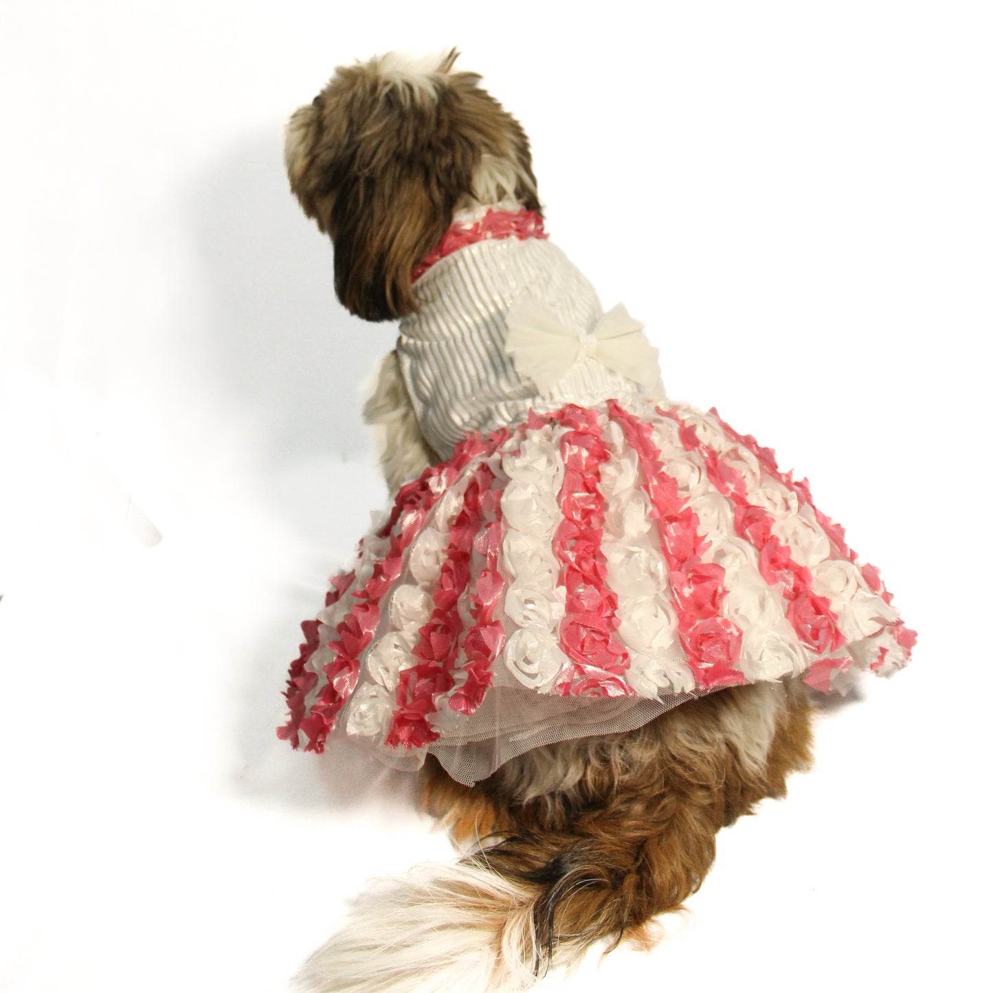 Silver Pink Floral Tutu Dress | Luxe Collection | Pawgy Pets