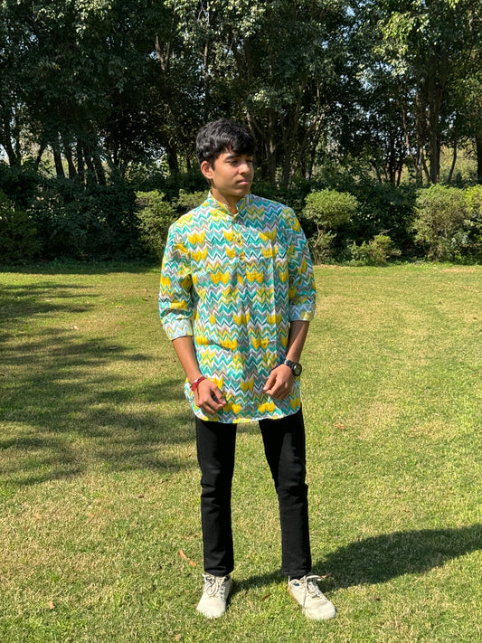 Men’s kurta (Zig-Zag Green)