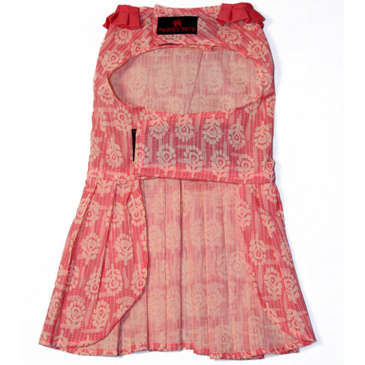 Pawgy Pets Block Print Dress Peach for Dogs