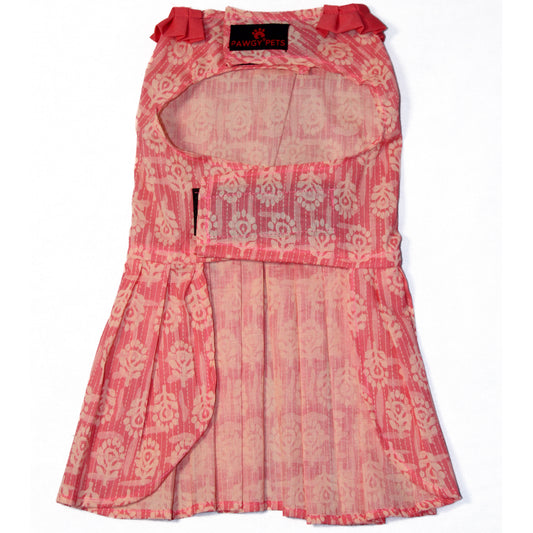 Pawgy Pets Block Print Dress Peach for Dogs