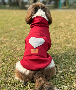 Pawgy Pets Heart Hoodie Pet Sweatshirt - Maroon