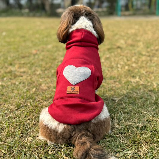 Pawgy Pets Heart Hoodie Pet Sweatshirt - Maroon