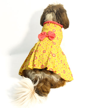 Pawgy Pets Block Print Bandani Dress Yellow for Dogs